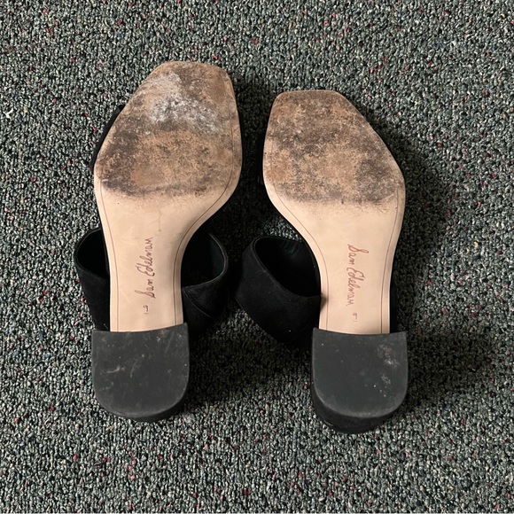 SAM EDELMAN Suede Black Two Strap Sandal Mule Slip-On Block Heeled Shoes Sz 9 - Picture 7 of 16